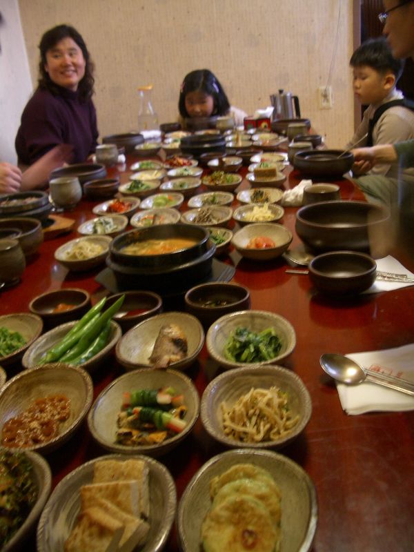 Hanjeongsik table with Korean side dishes